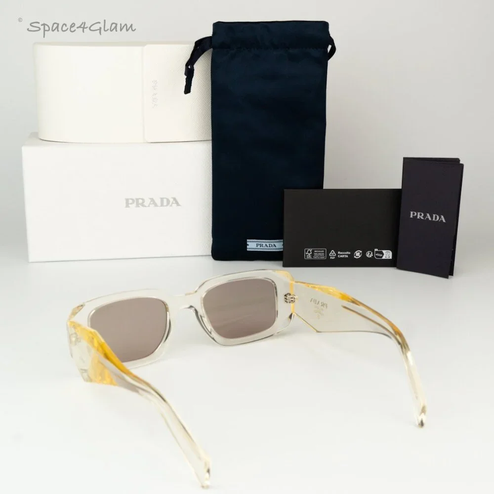 BRAND NEW Prada PR17WS 19X30N Clear Champagne Platino Mirror Unisex Sunglasses